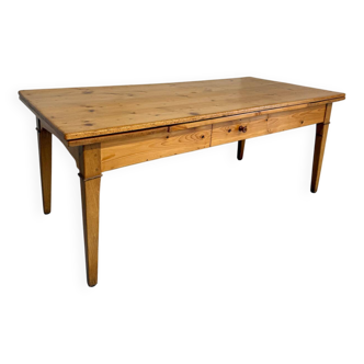 Ancienne table de ferme en pin à rallonge début XX eme tiroir
