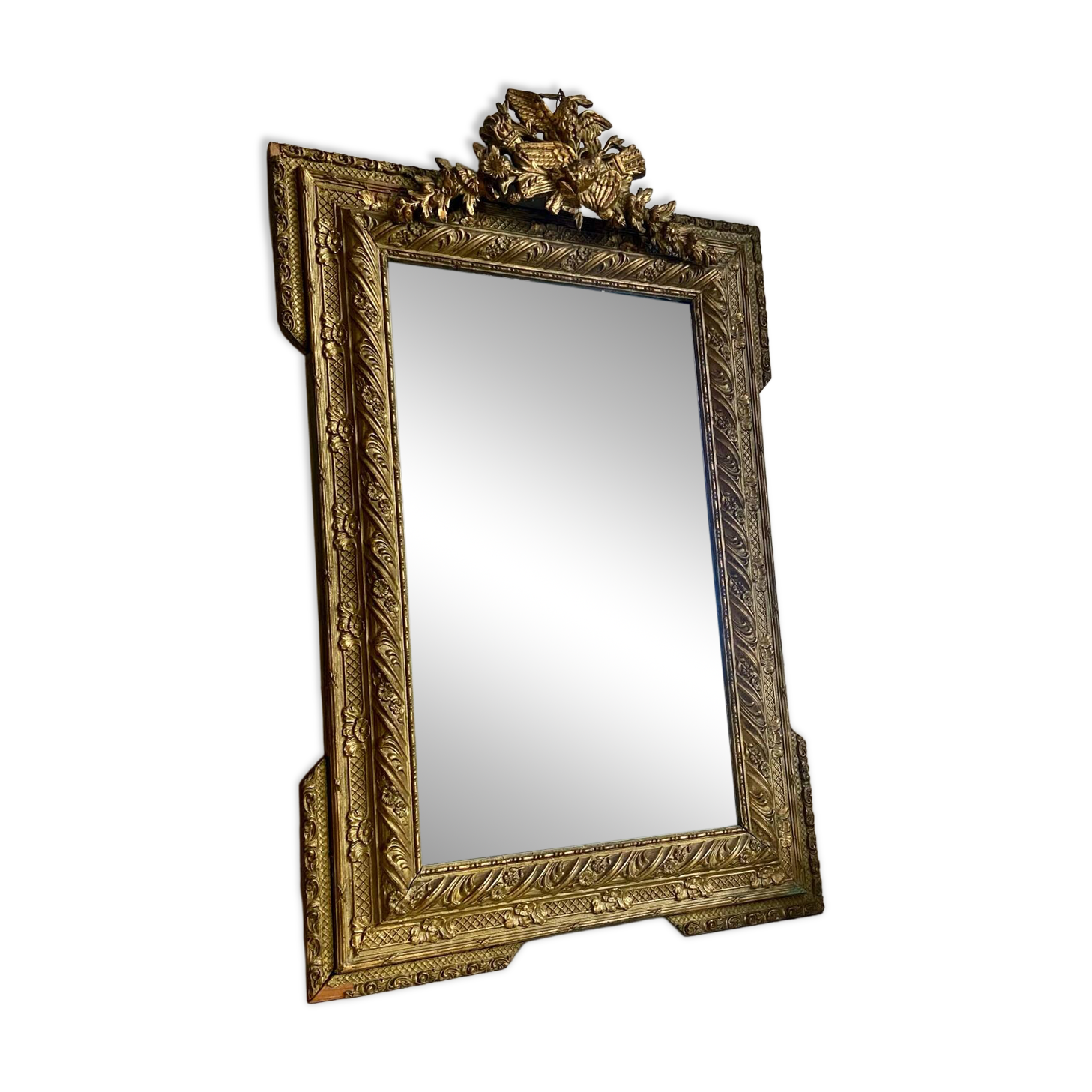 Antique mirror pediment