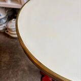 Bistro table in burgundy metal and ecru melamine