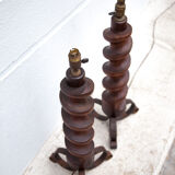 Vintage lamp foot x 2, floor lamp, floor lamp, twisted wood lamp and wrought iron, chalet