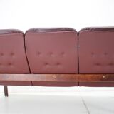 1980 Three-Seater Leather Sofa, Tone Czechoslovakia
