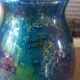 Vase Laque Line verre eglomisé vintage 80