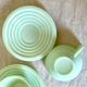Art Deco cups in green opaline