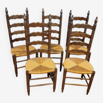 5 chaises rustique en chêne