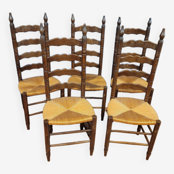 5 rustic oak chairs