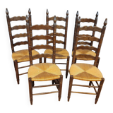 5 chaises rustique en chêne