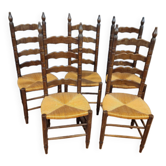 5 chaises rustique en chêne