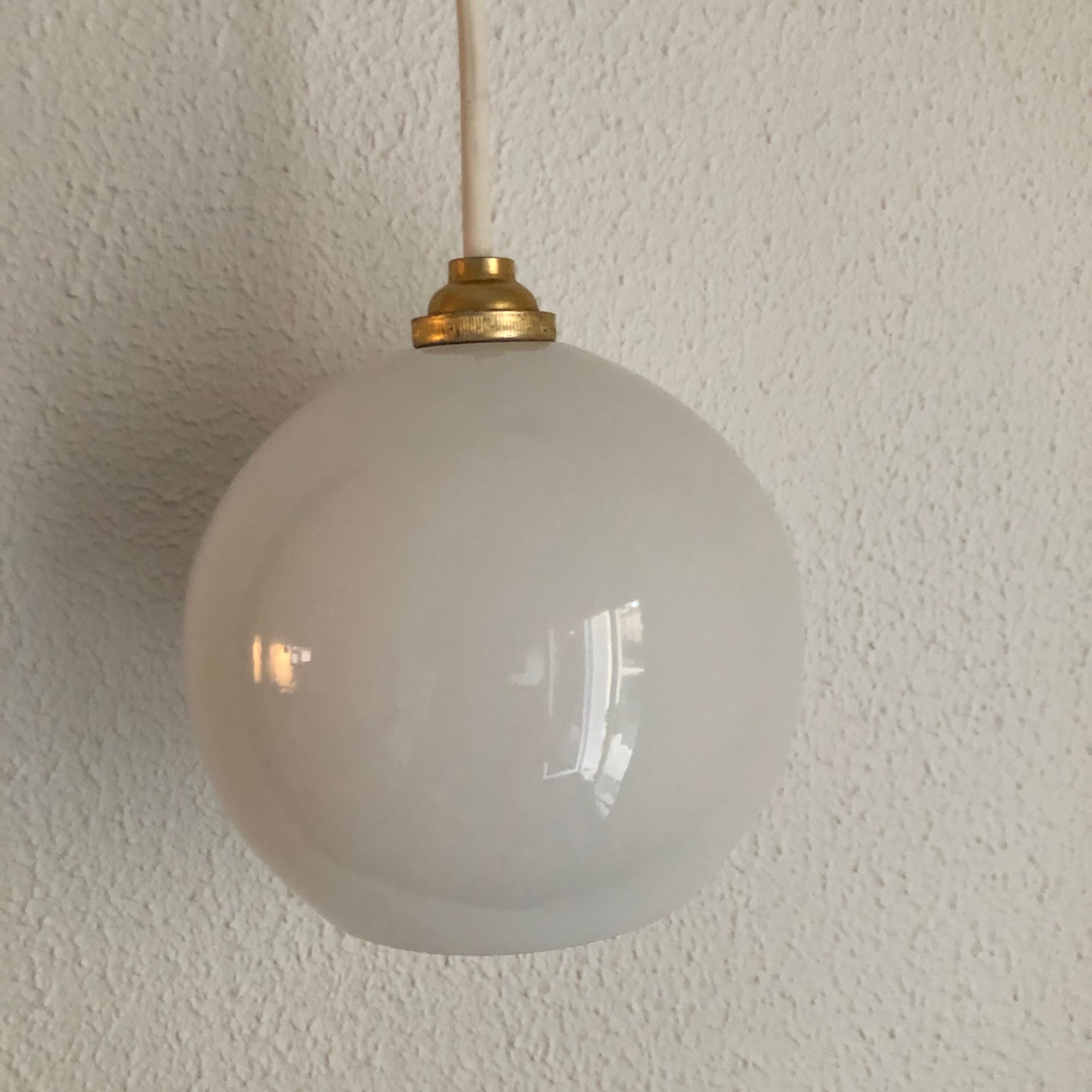 Suspension vintage 1950 opaline blanc - 60 cm