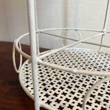 White perforated metal side table