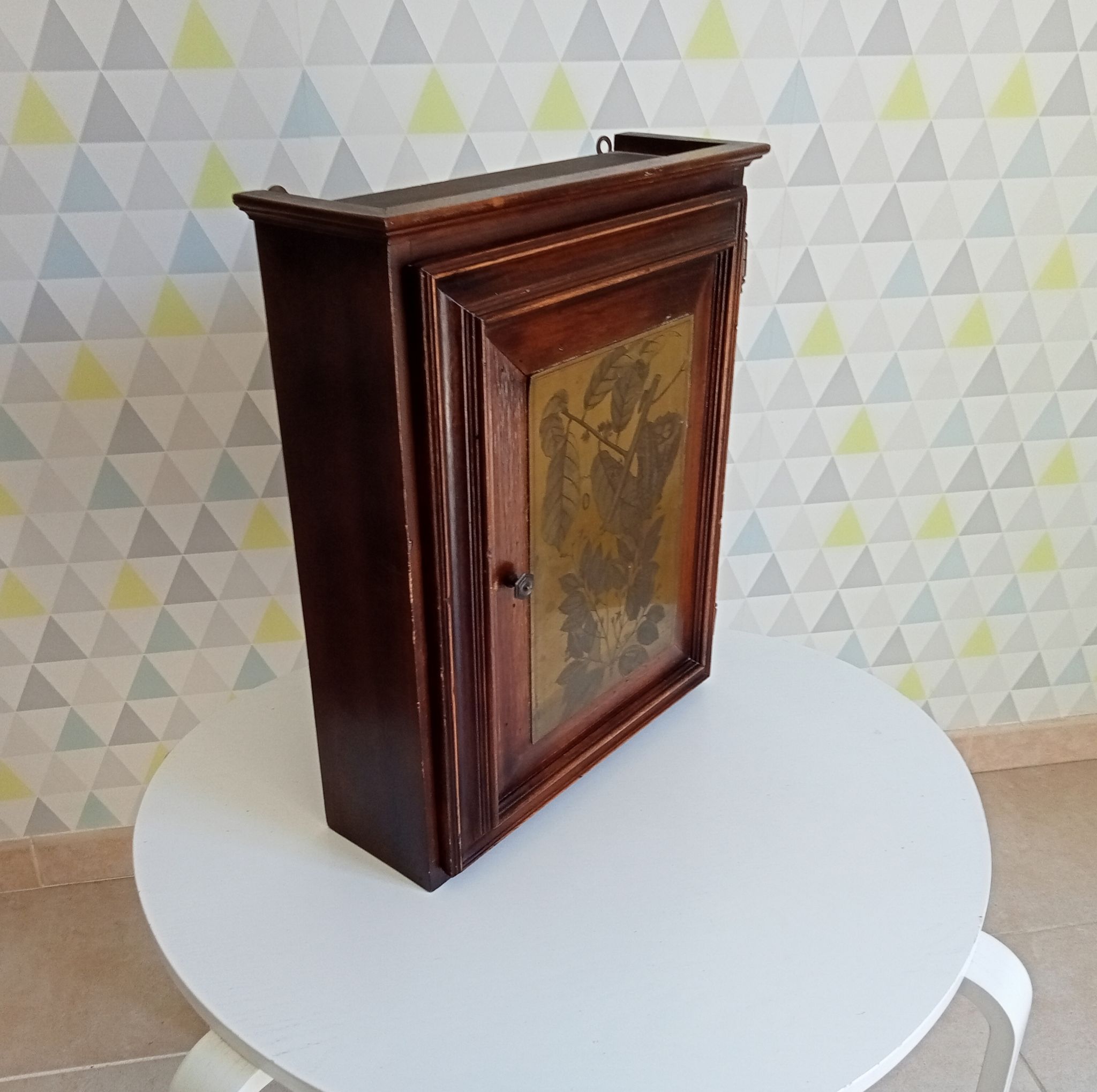 Armoire de toilette ancienne en bois et laiton années 40/50