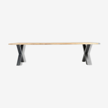 Table en chene massif et pieds métal noir X - 200 x 100 cm