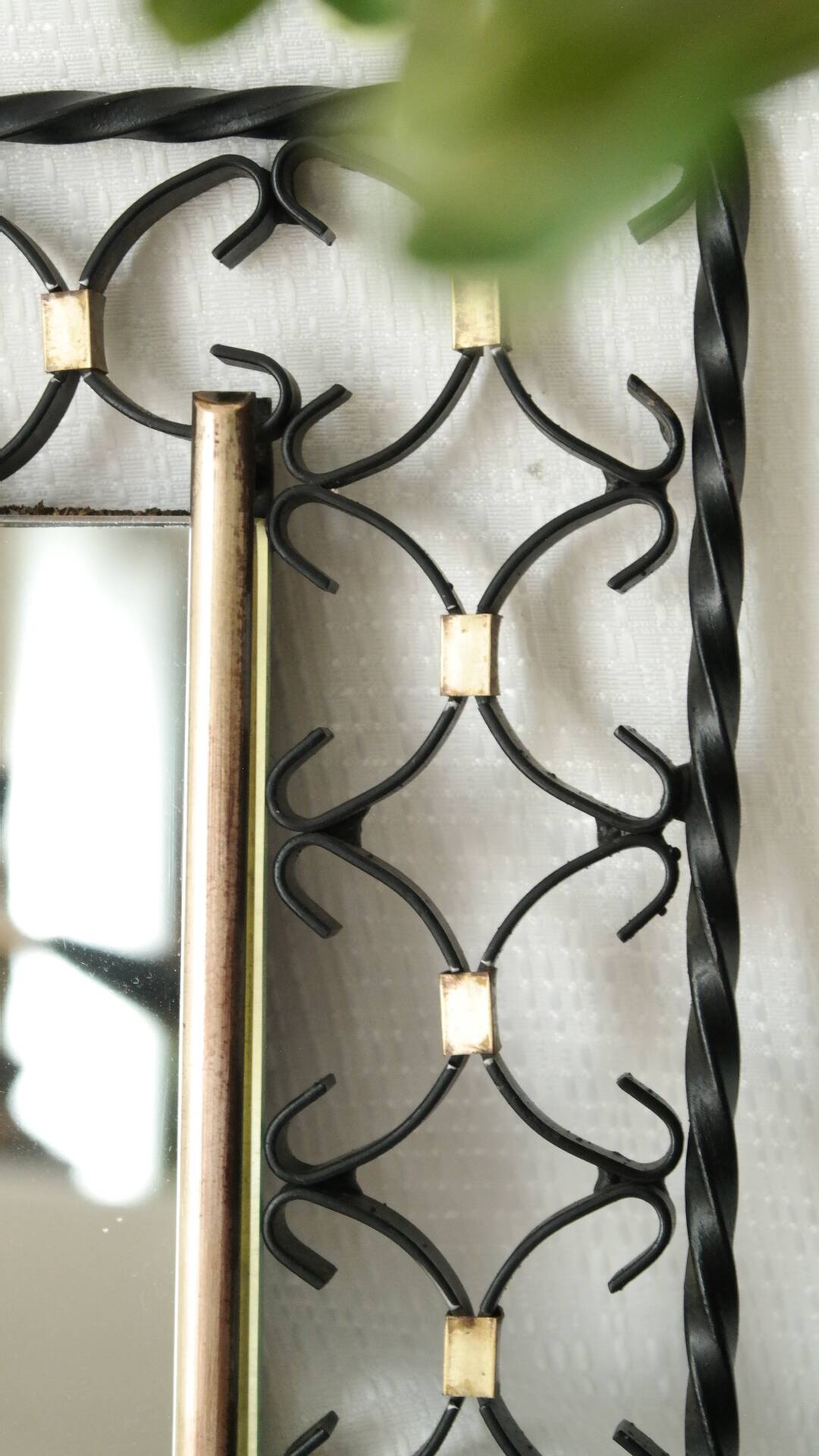 Miroir en fer forgé et laiton vintage 50/60