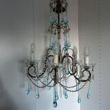 Lustre en verre bleu turquoise