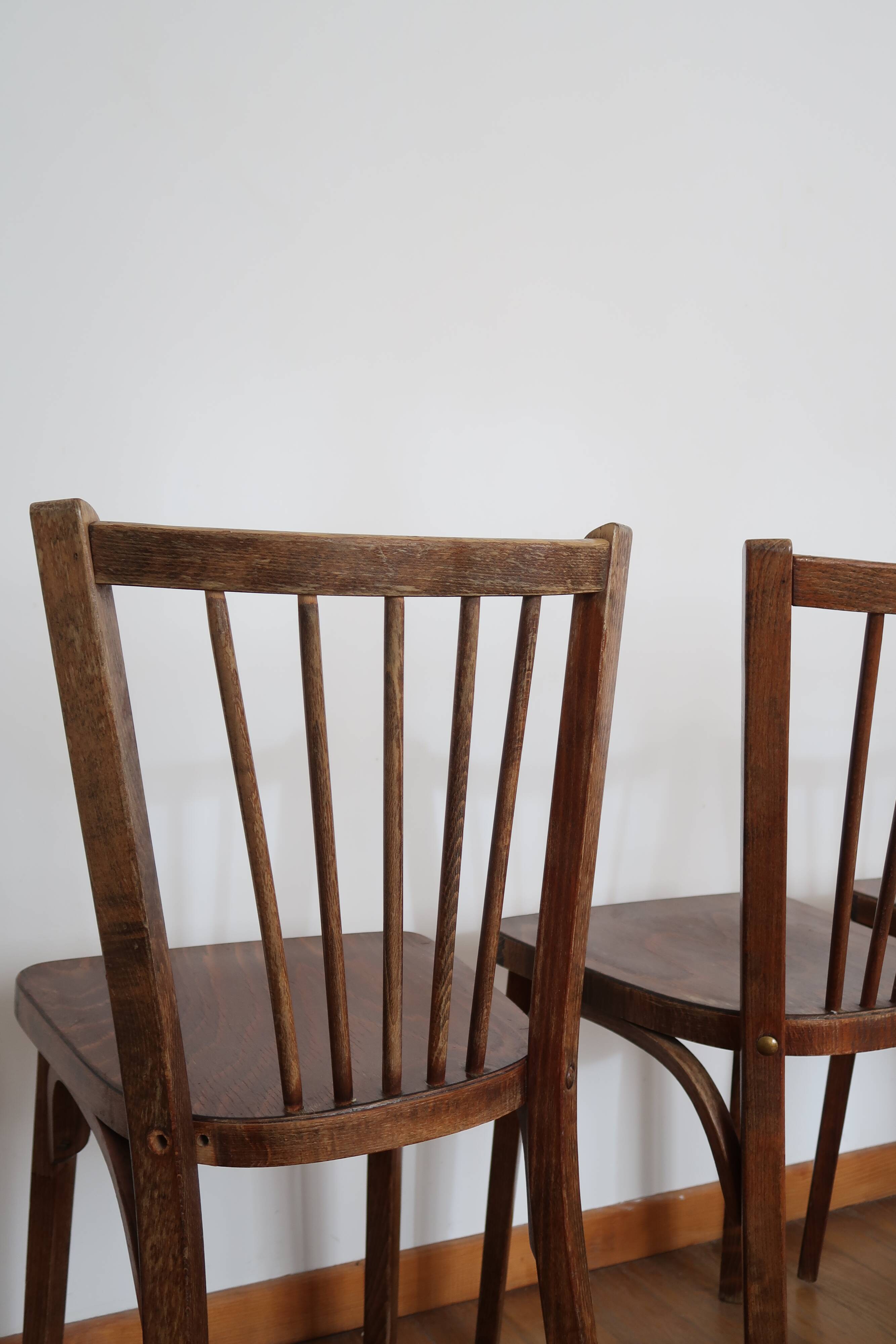 Lot de 5 chaises bistrot baumann vintage