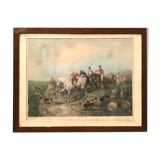 Framed English engraving "The hunt" 20th century
