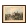Framed English engraving " La chasse a courre " XX siècle