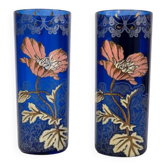 Paire de vases rouleau Art Nouveau Legras – décor pavots – France, circa 1900-1910