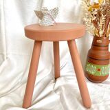 Vintage painted wood tripod stool
