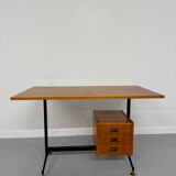 Vintage Italian design desk from the 1960s in wood and metal.