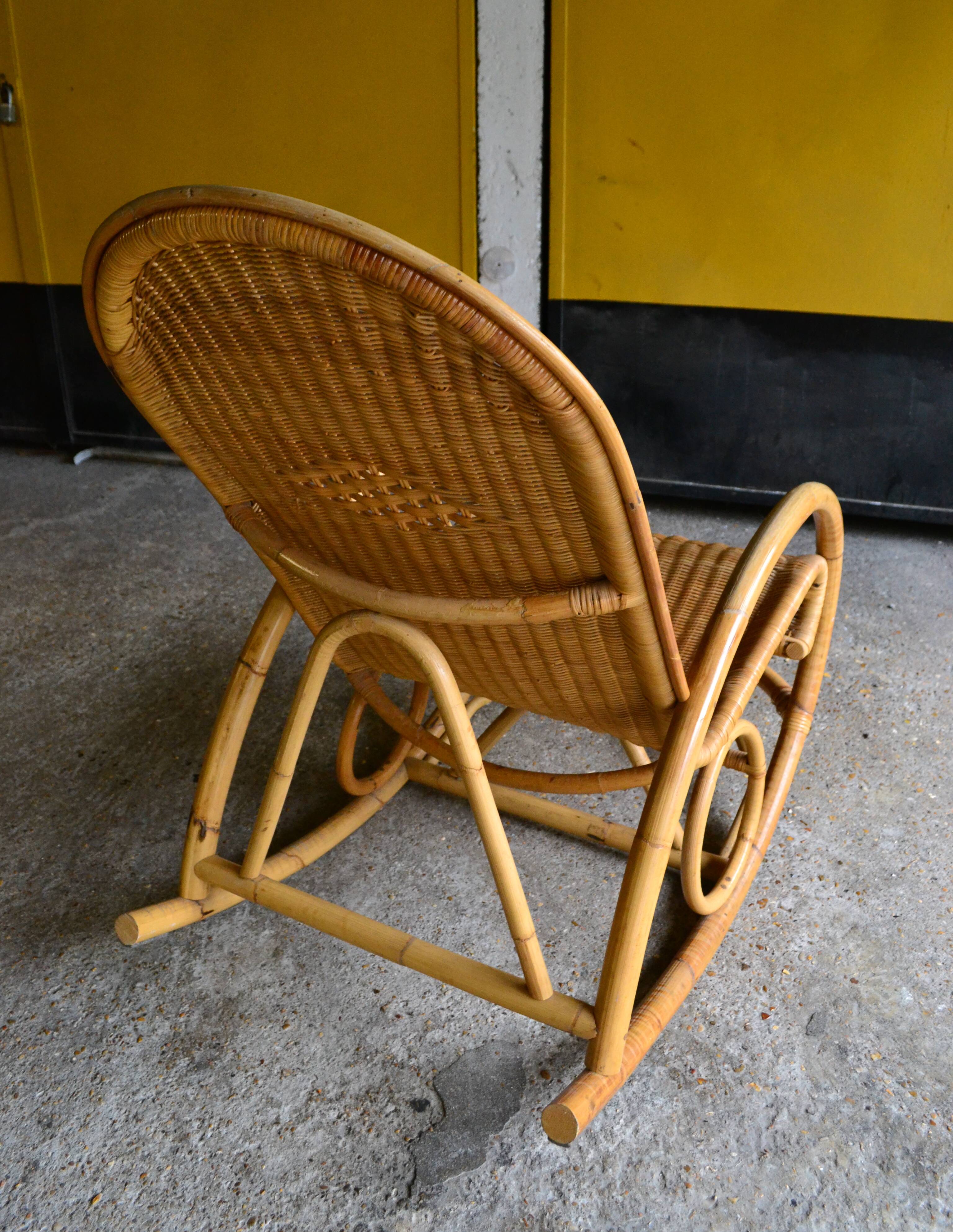 60s rocking chair rattan bamboo rocking chair
