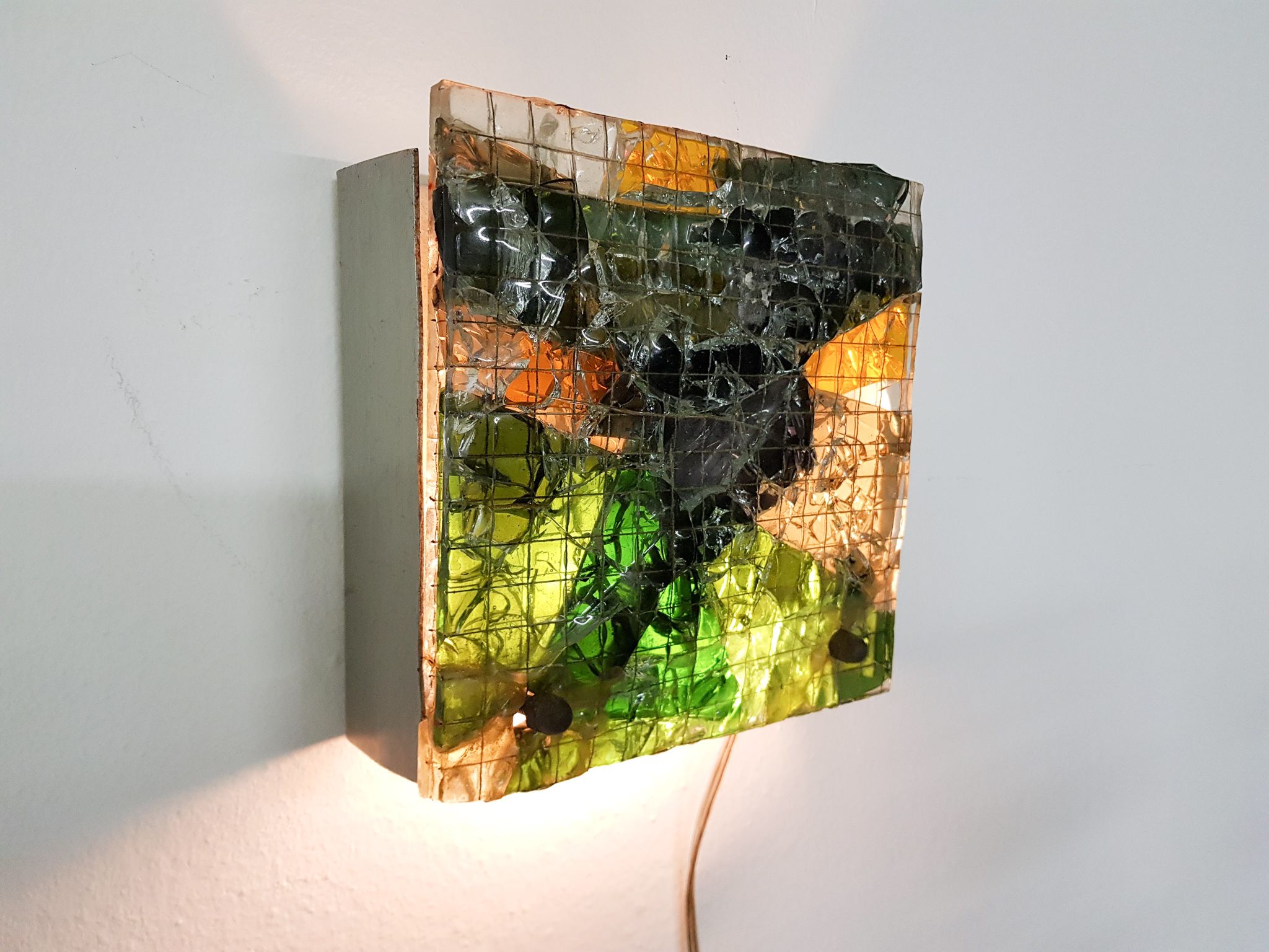 Brutalist glass wall light, The Netherlands 1970’s