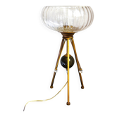 Lampe tripode italienne vintage Gallo en verre à inclusions dorées