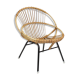 Fauteuil en rotin des années 50 de Rohé Noordwolde