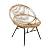 Fauteuil en rotin des années 50 de Rohé Noordwolde