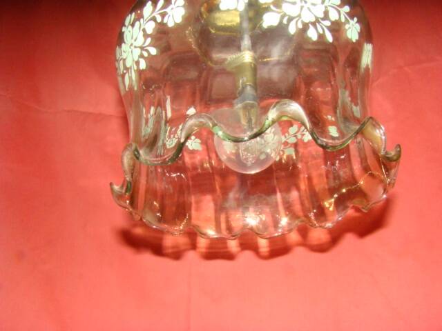 transparent crystal suspension with floral decoration from the 1970s