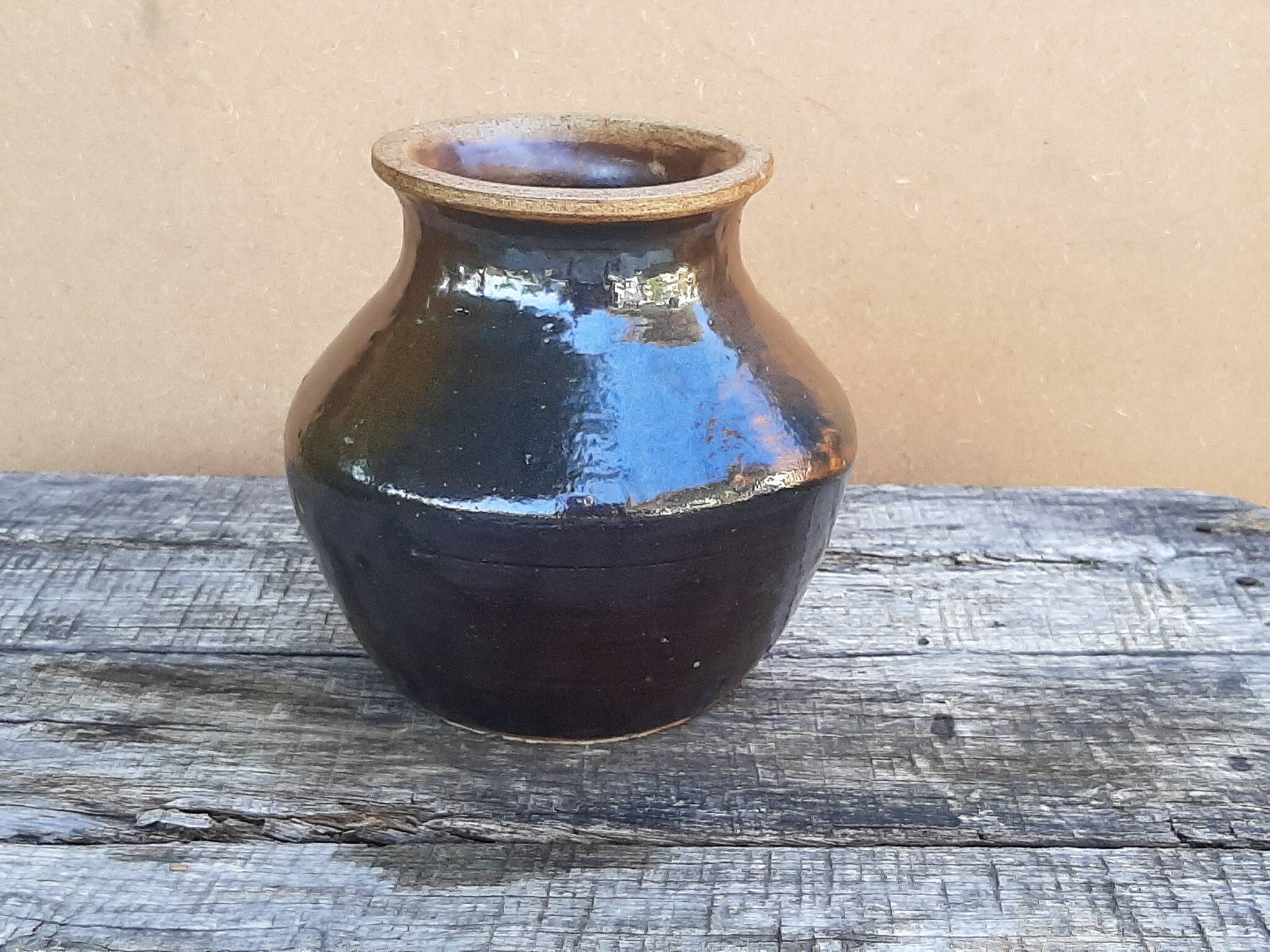 Vintage 1970s glazed stoneware vase