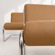Vintage cantilever armchair. Brown faux leather upholstery. 60s