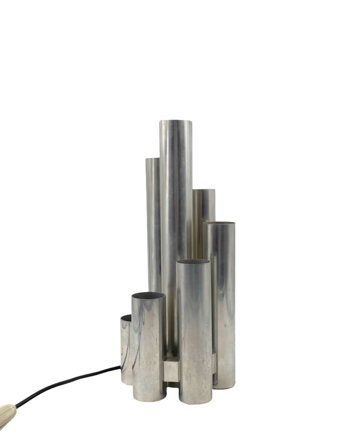 Hollywood regency 6 lights metal table lamp, Sciolari, Italy 1970s