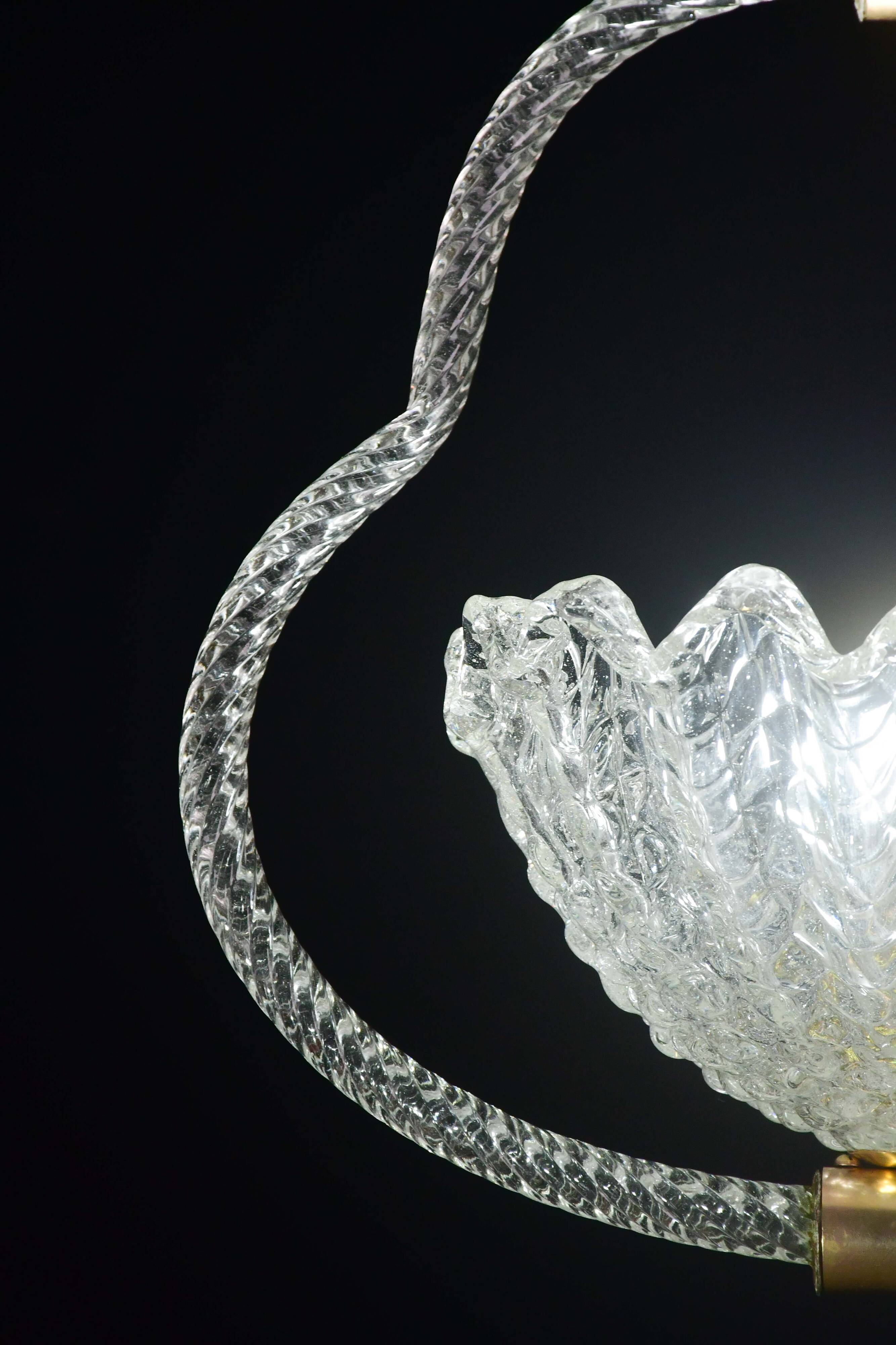 Charming Art Deco Barovier & Toso pendant light chandelier Murano glass, 1950s