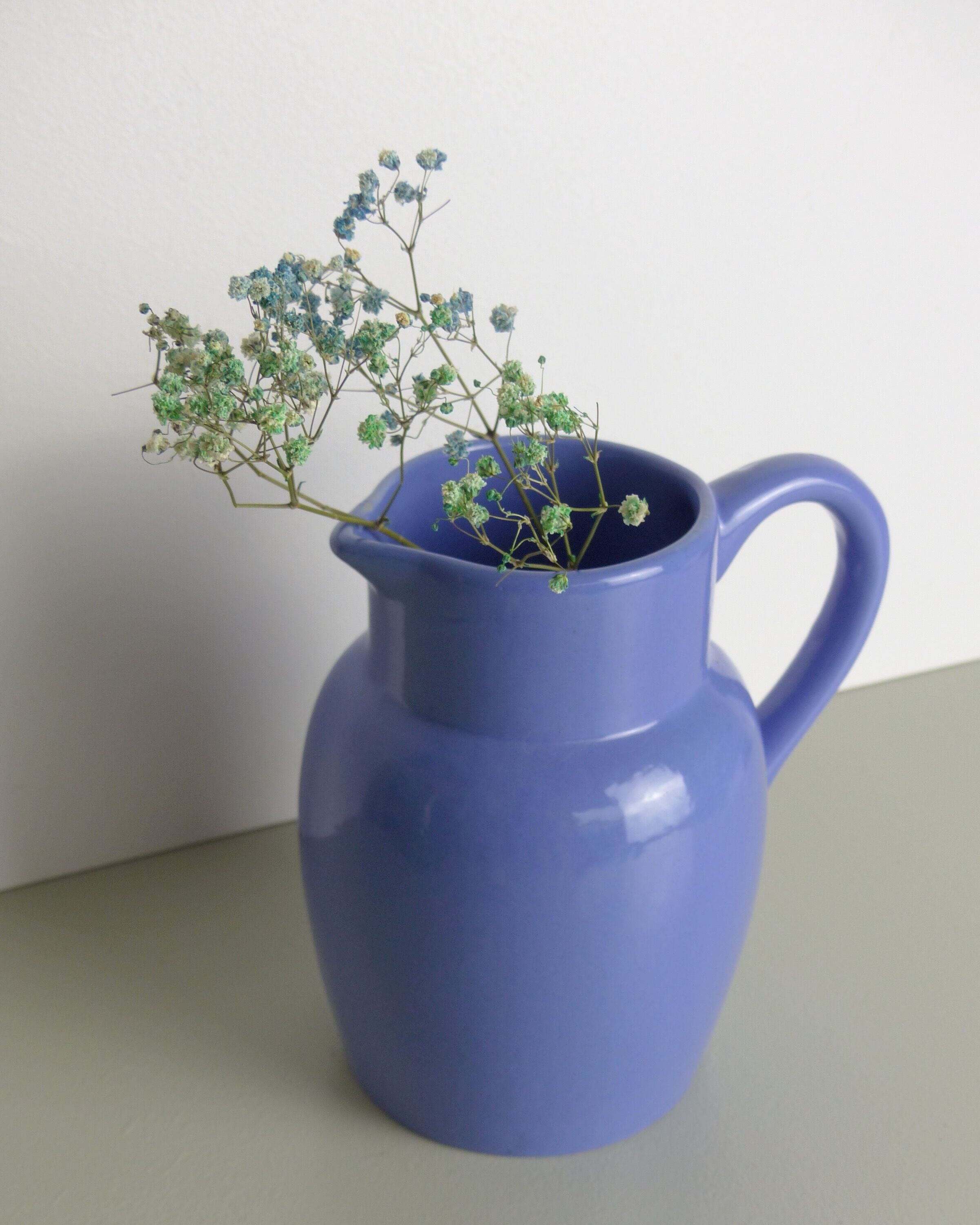 Lavender blue ceramic pitcher