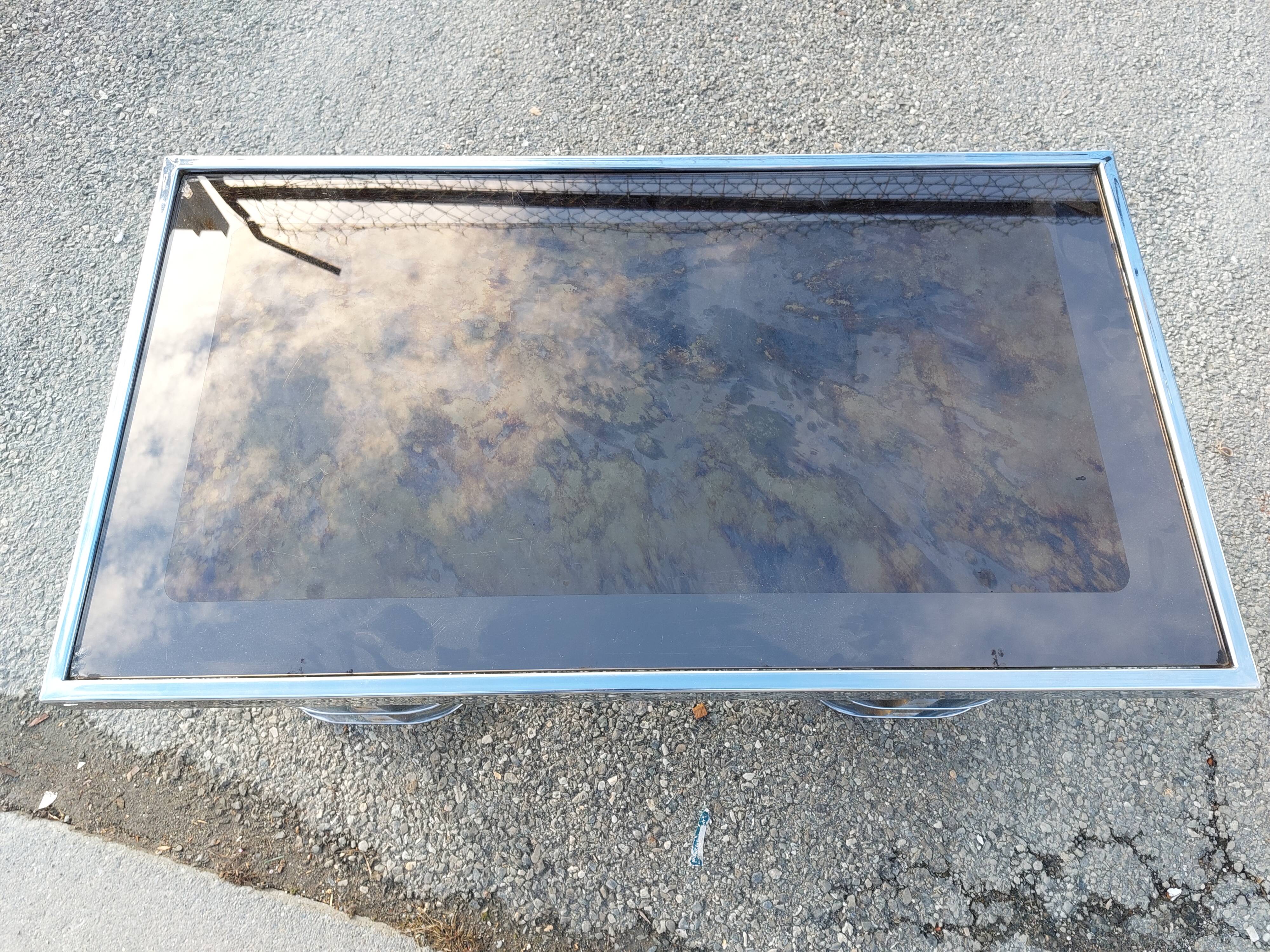Vintage coffee table with chrome and gold base