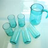 Set of 6 glasses with orangeade and carafe