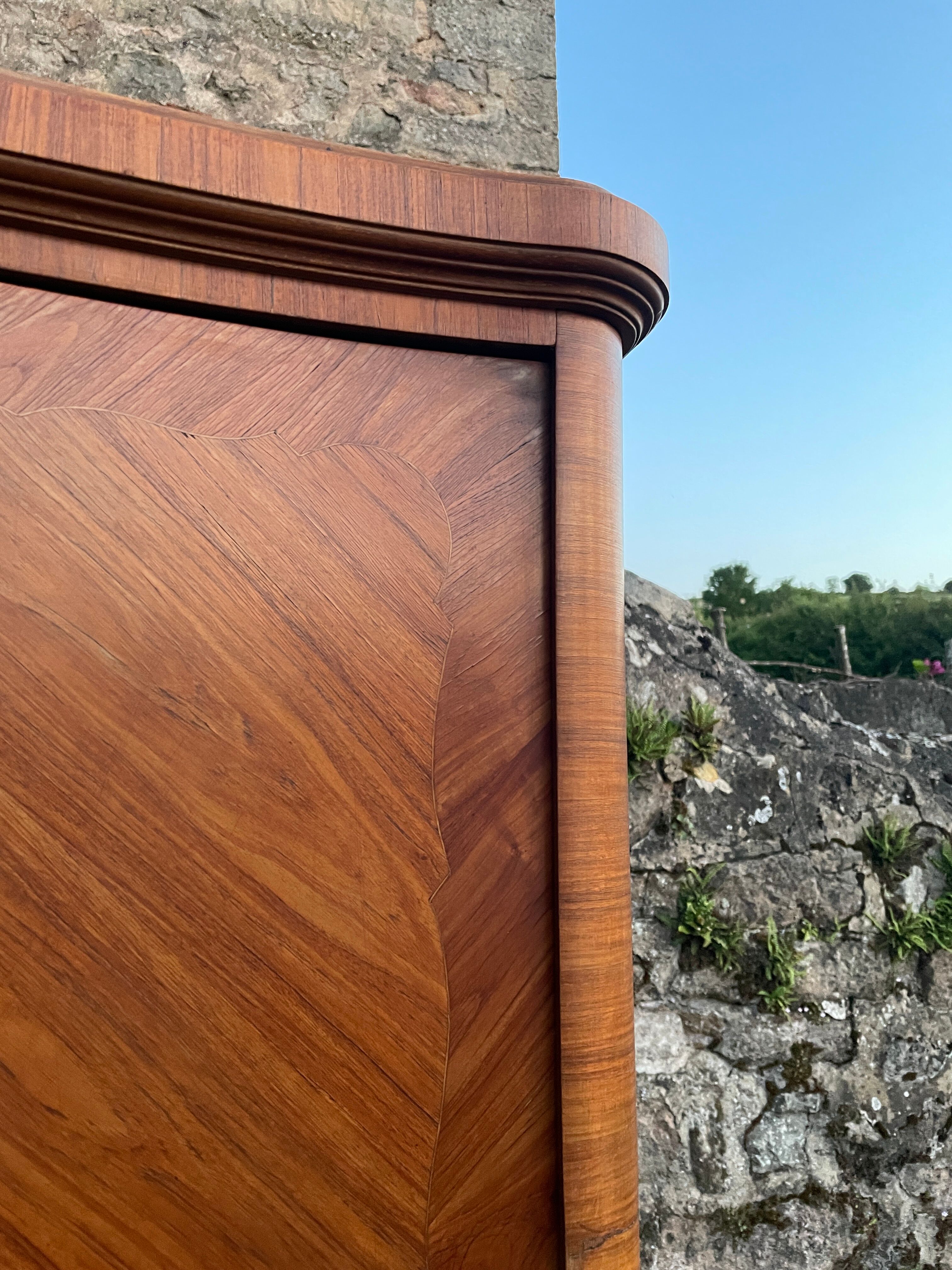 Wardrobe linen Louis XV marquetry matt rosewood