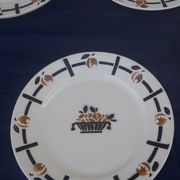 7 flat plates made of Earthenware from Badonviller DOC diam basket pattern 24 cm