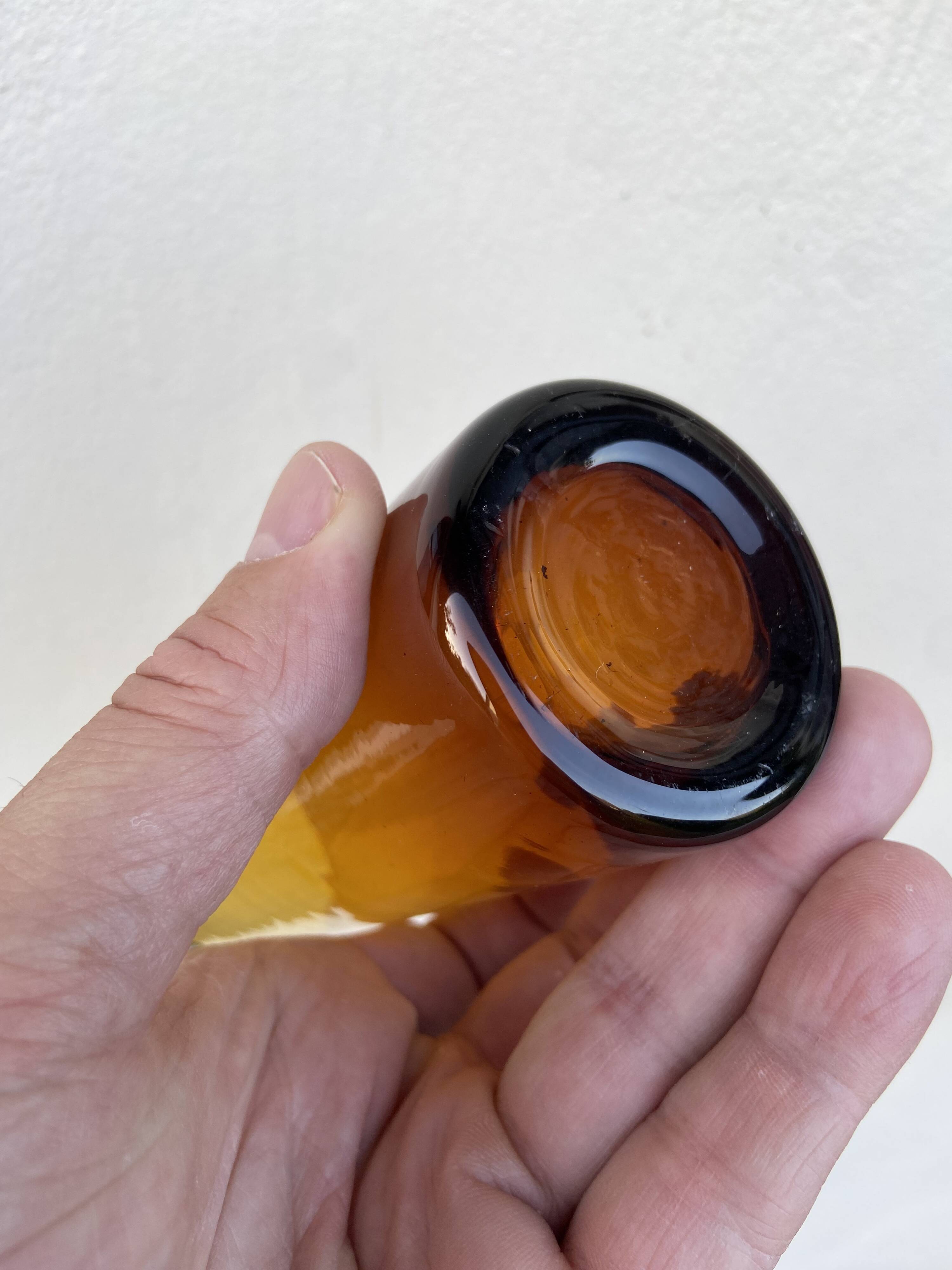 Vintage amber blown glass orangeade set