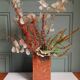 Japanese rectangular vase in Bizen stoneware.