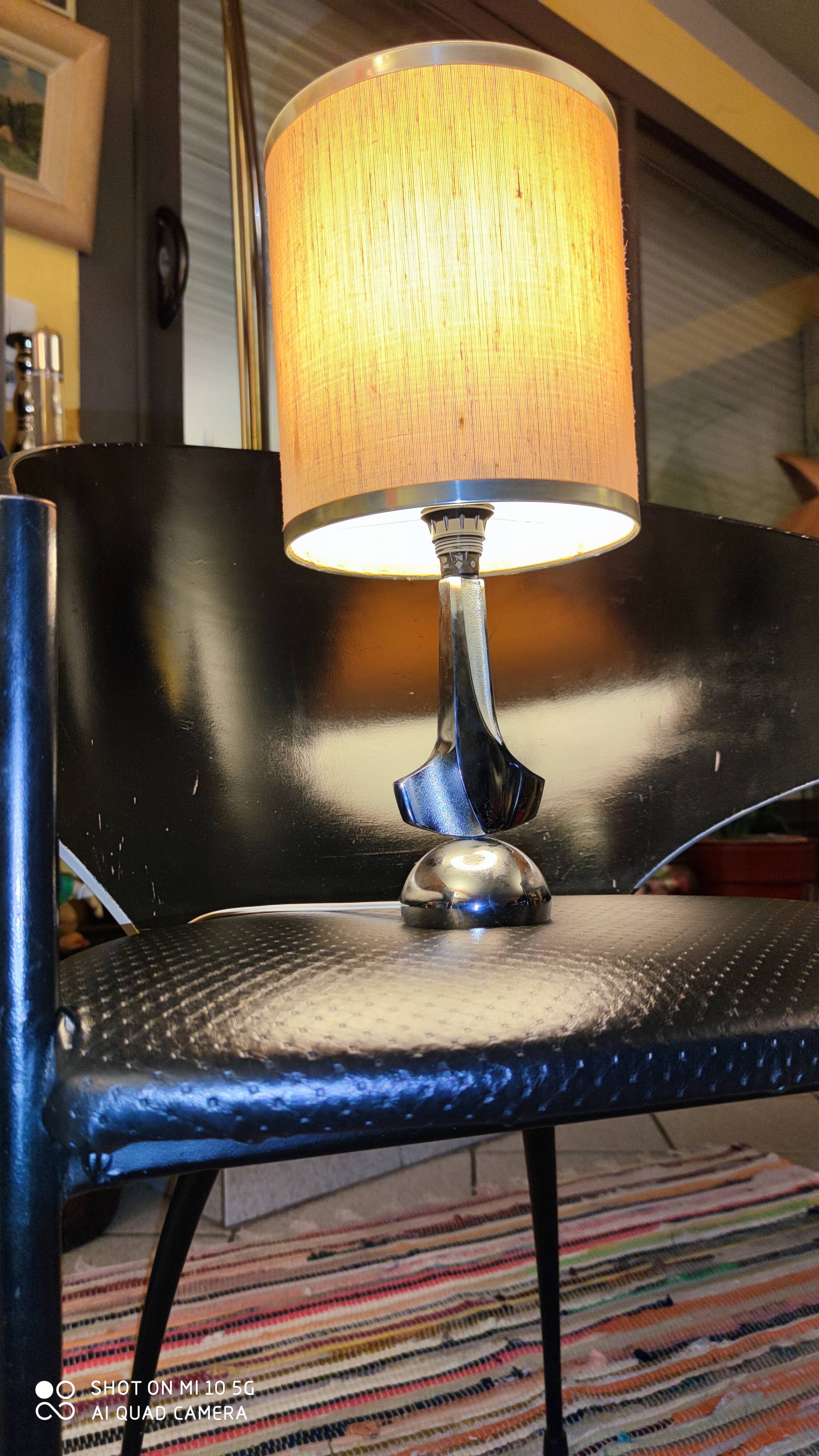 Chrome-plated metal lamp circa 1970