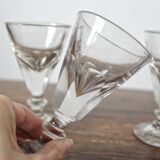 4 verres à pied à vin anciens à côtes plates en verre soufflé du XIXe