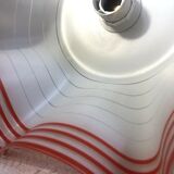 Vintage suspension in white opaline and red border, corolla shape / French vintage