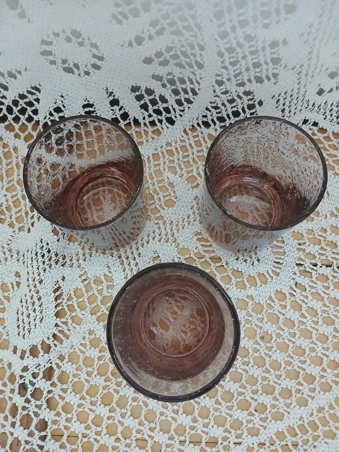 3 bubble glass water glasses
