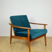 Danish vintage loft armchair in sea green on removable cushions