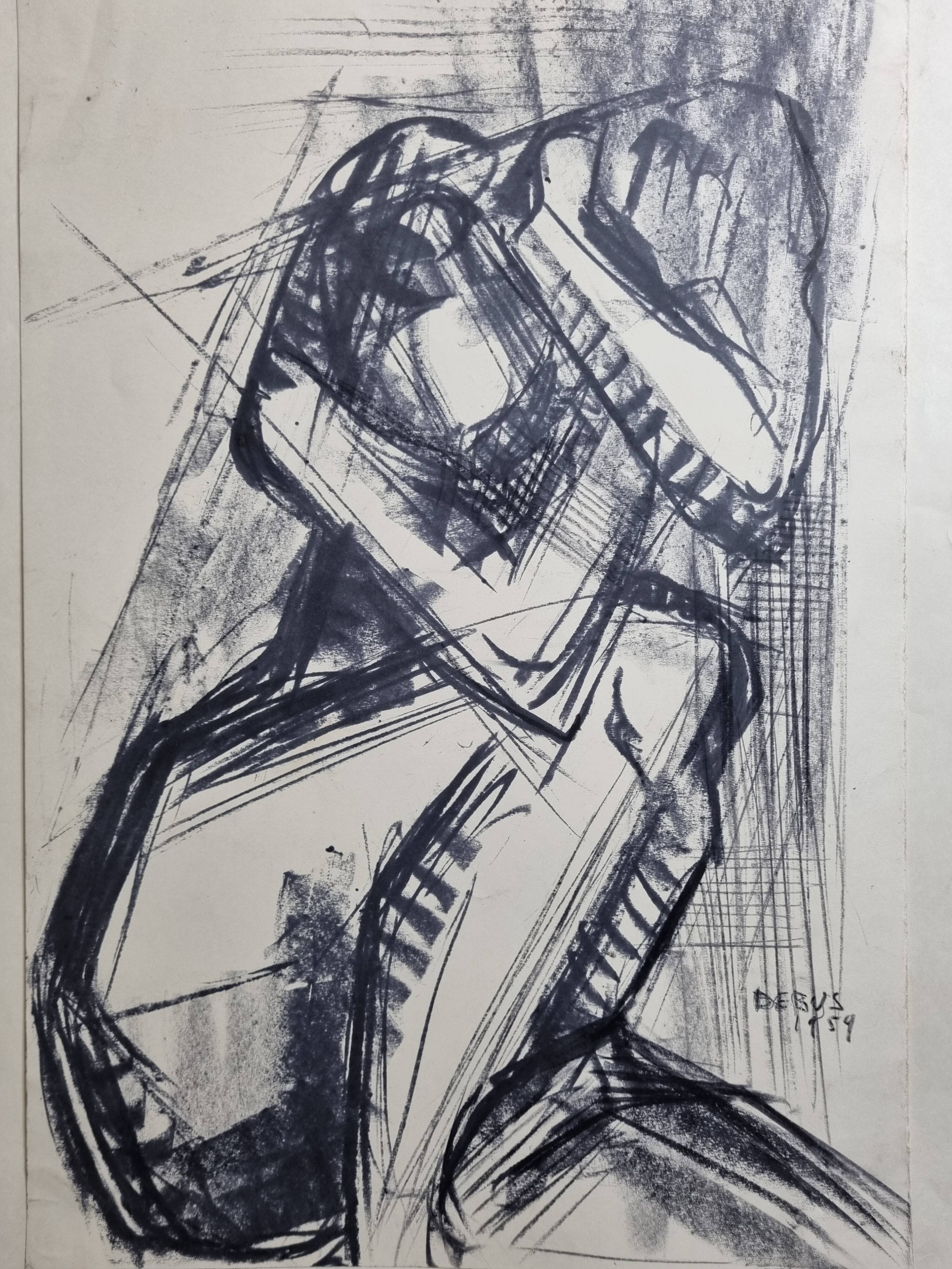 Nude study signed by Maurice de Bus, 1959, 50 x 59 cm