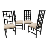 Four Black Lacquered High Back Chairs, 1979