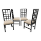 Four Black Lacquered High Back Chairs, 1979