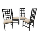 Quatre chaises à dossier haut laquées noires, 1979