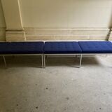 Florence Knoll bench for Knoll Studio blue fabric.